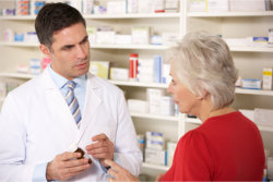 customer asking about the product to a pharmacist